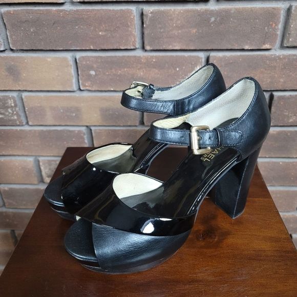 MICHAEL Michael Kors Shoes - Michael Kors ultra platform leather ankle strap peep toe high heel pumps